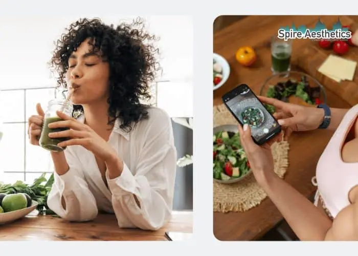 Image of woman looking into her diet and fat freezing Oxted to improve her health